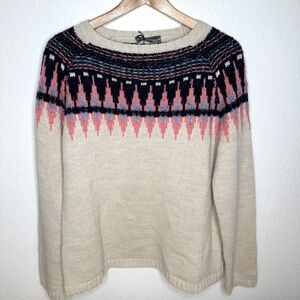 Eslamanda Sweater - Made in Italy - Size Large - Ivory Blue Pink Wool Mohair NWT